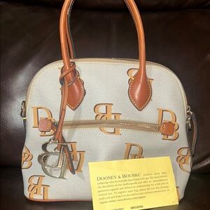 NWOT Dooney & Bourke Monogram Leather Satchel - Ash Msrp $288